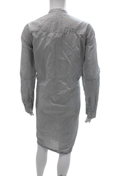 James Perse Womens Gray Striped Long Sleeve Shirt Dress Button Front Size 3