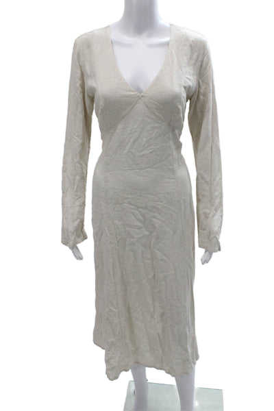 James Perse Womens Sheath Dress Beige Viscose Linen Blend Size 3
