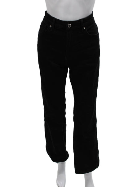 MNG Womens Straight Jeans Black High Rise Cotton Button Size 4