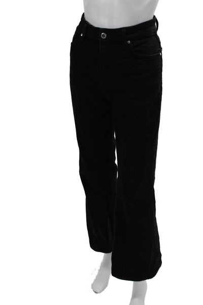MNG Womens Straight Jeans Black High Rise Cotton Button Size 4