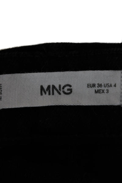 MNG Womens Straight Jeans Black High Rise Cotton Button Size 4