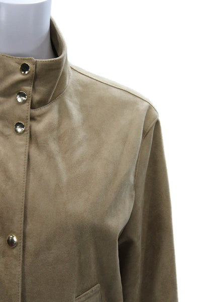 Zara Women Basic Jacket Beige Snap Closure Polyester Long Sleeve Size S