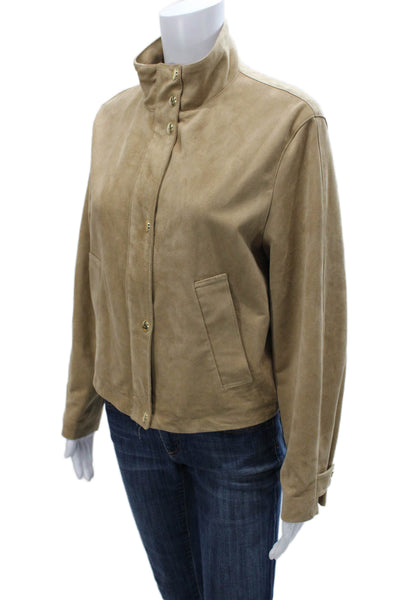 Zara Women Basic Jacket Beige Snap Closure Polyester Long Sleeve Size S