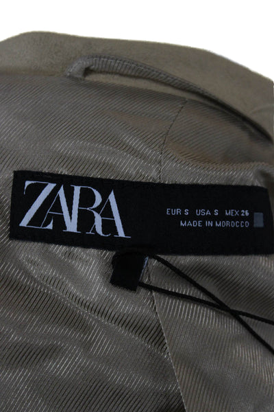 Zara Women Basic Jacket Beige Snap Closure Polyester Long Sleeve Size S