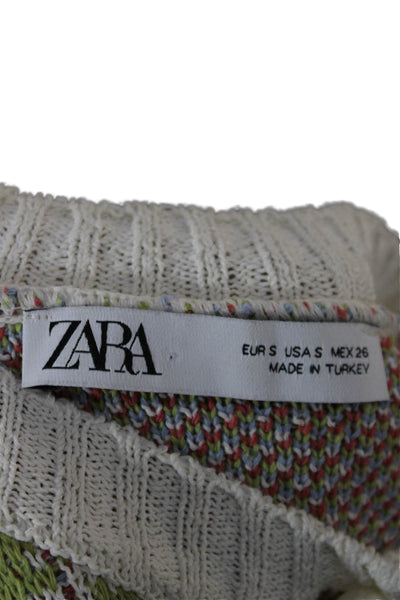 Zara Women Floral Cardigan Multicolor Round Neck Long Sleeve Size S
