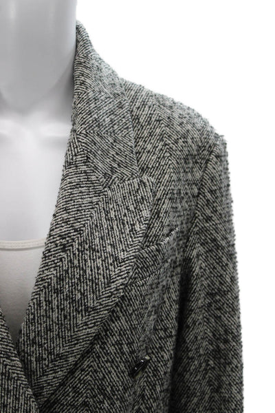 MNG Womens Overcoat Gray Herringbone Button Wool Blend Long Sleeve Size 2XS
