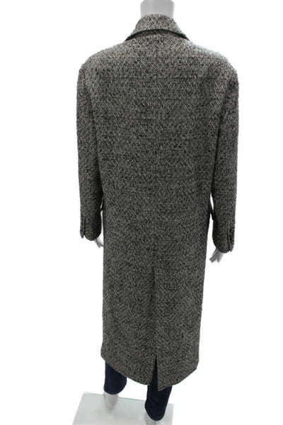 MNG Womens Overcoat Gray Herringbone Button Wool Blend Long Sleeve Size 2XS