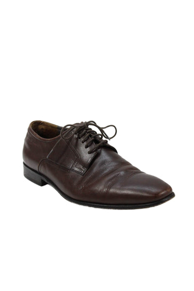 Hugo Hugo Boss Mens Leather Lace Up Oxford Dress Shoes Brown Size 10
