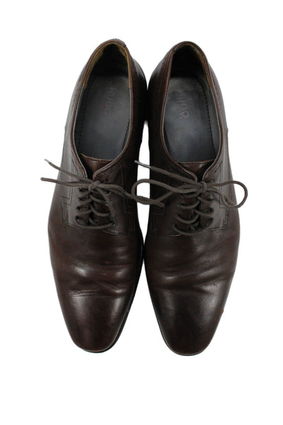 Hugo Hugo Boss Mens Leather Lace Up Oxford Dress Shoes Brown Size 10