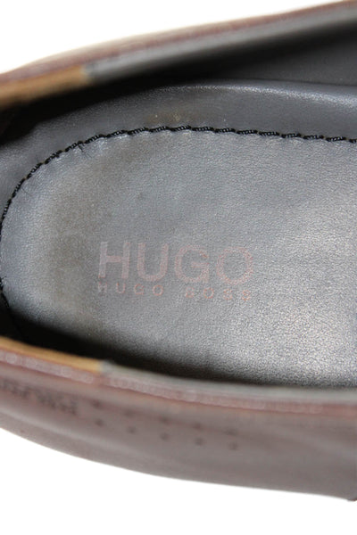 Hugo Hugo Boss Mens Leather Lace Up Oxford Dress Shoes Brown Size 10