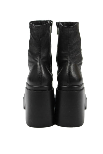 4450364 Clergerie Womens Side Zip Block Heel Platform Leather Ankle Booties Blac