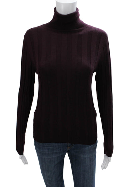Allude Womens Purple Virgin Wool Turtleneck Pullover Sweater Long Sleeve Size S