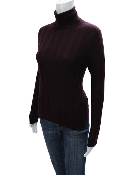 Allude Womens Purple Virgin Wool Turtleneck Pullover Sweater Long Sleeve Size S