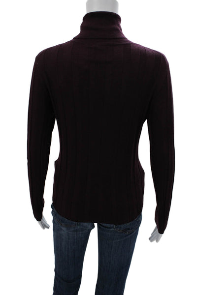 Allude Womens Purple Virgin Wool Turtleneck Pullover Sweater Long Sleeve Size S