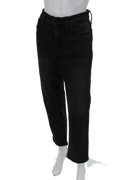 J Crew Women Straight Black Cotton Jeans Button Closure Size 25
