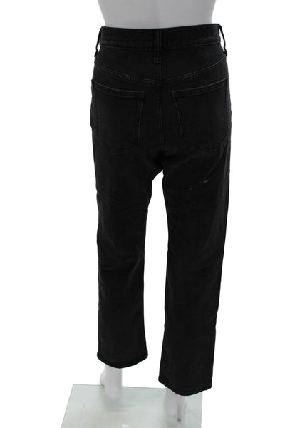 J Crew Women Straight Black Cotton Jeans Button Closure Size 25