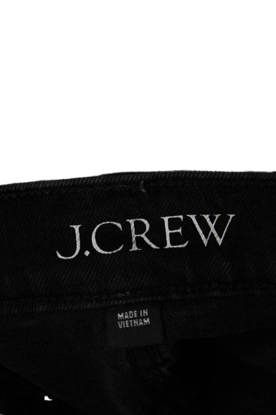 J Crew Women Straight Black Cotton Jeans Button Closure Size 25