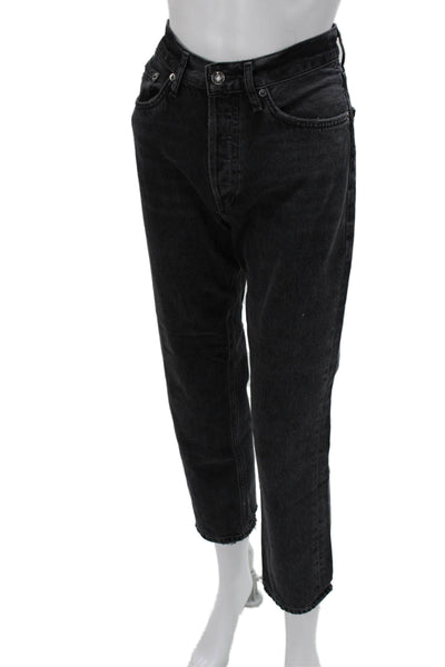 Agolde Womens Straight High Rise Black Jeans Size 25