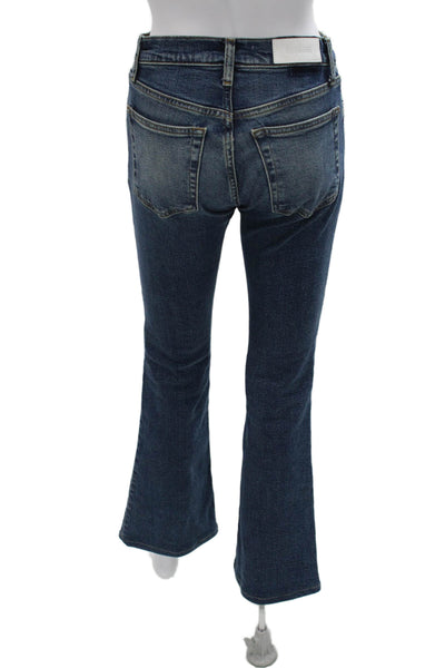 Re/Done Womens Blue Flared Jeans Mid Rise Cotton Blend Inseam 29 Size 24