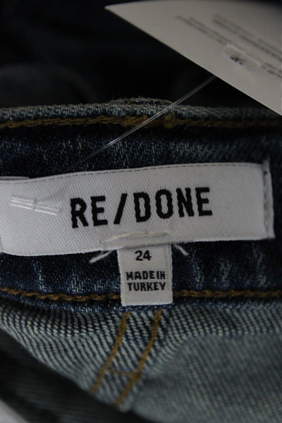 Re/Done Womens Blue Flared Jeans Mid Rise Cotton Blend Inseam 29 Size 24