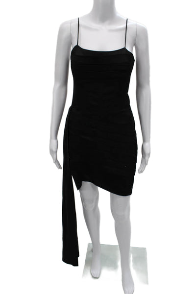 PatBO Womens Mini Dress Black Square Neck Sleeveless Zip Knee Length Size 8
