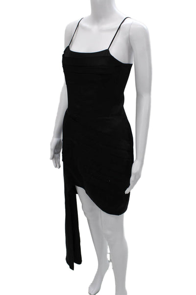 PatBO Womens Mini Dress Black Square Neck Sleeveless Zip Knee Length Size 8