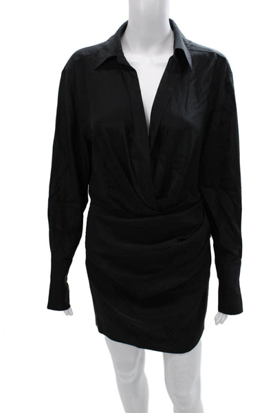 GAUGE81 Women Mini Silk Collared Long Sleeve Button Dress Size S