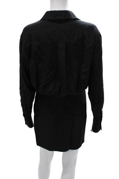 GAUGE81 Women Mini Silk Collared Long Sleeve Button Dress Size S