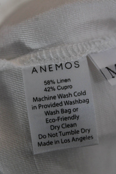 ANEMOS Women White Shirt Dress Collared Long Sleeve Button Up Size M