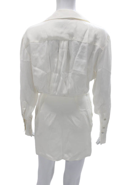 GAUGE81 Women Mini Silk Long Sleeve Knee Length White Dress Size S
