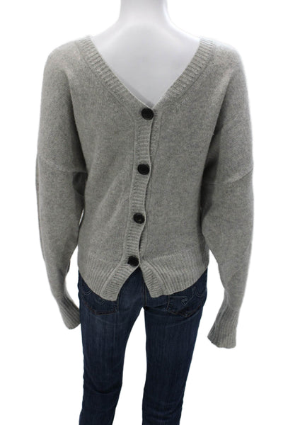 Isabel Marant Women Gray Cashmere Round Neck Long Sleeve Cardigan Size 40