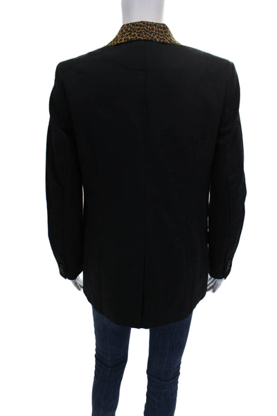 Current/Elliott Women Black Basic Jacket Button Long Sleeve Cotton Wool Size 0