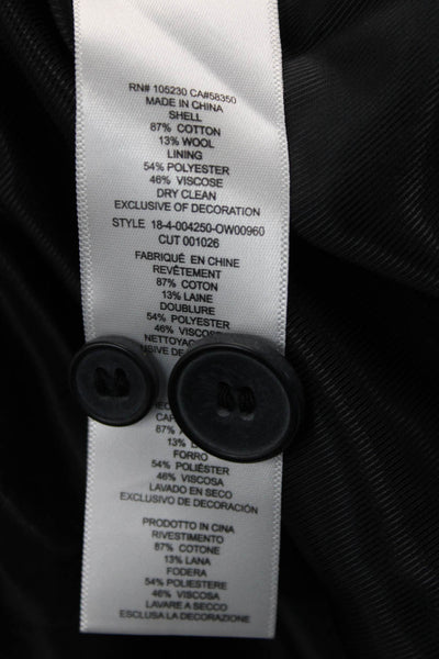 Current/Elliott Women Black Basic Jacket Button Long Sleeve Cotton Wool Size 0