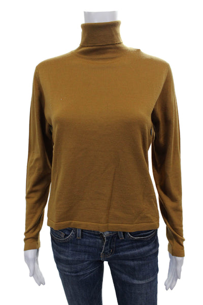 Paul Stuart Womens Pullover Turtleneck Sweater Brown 100% Wool Size M