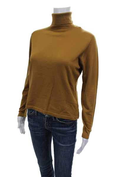 Paul Stuart Womens Pullover Turtleneck Sweater Brown 100% Wool Size M
