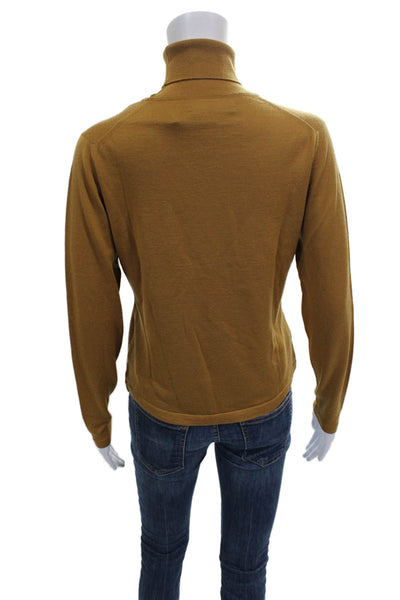 Paul Stuart Womens Pullover Turtleneck Sweater Brown 100% Wool Size M