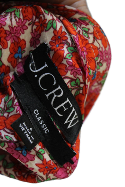 J Crew Womens Floral Collared Button-Up Long Sleeve Cupro Top Size 6