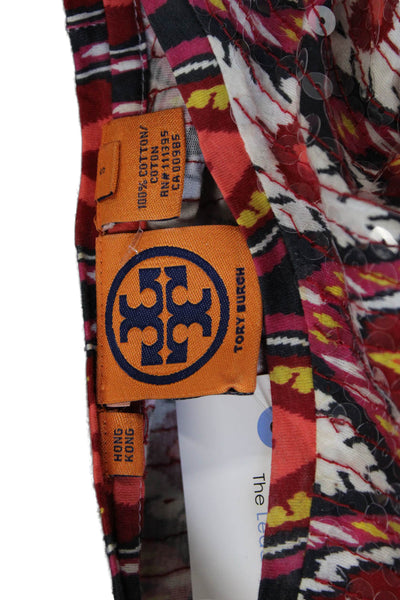 Tory Burch Women Basic Ikat Multicolor Cotton T-Shirt Sleeveless Size S