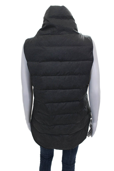 Eileen Fisher Women Quilted Sleeveless Zip Gray Vest Size S
