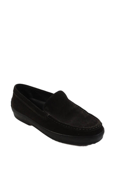 Tods Womens Suede Slip On Driving Loafers Shoes Dark Size 7.5