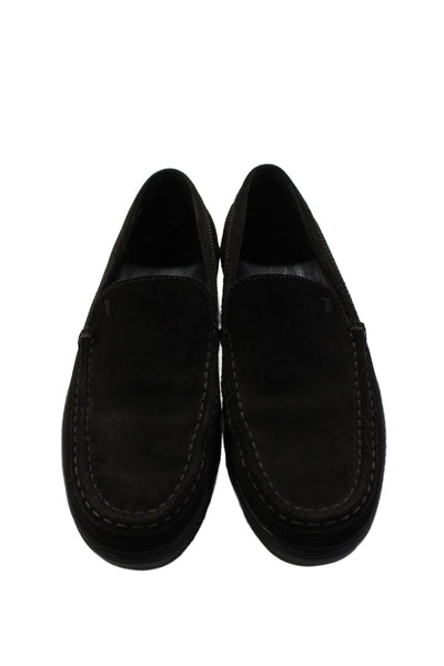 Tods Womens Suede Slip On Driving Loafers Shoes Dark Size 7.5