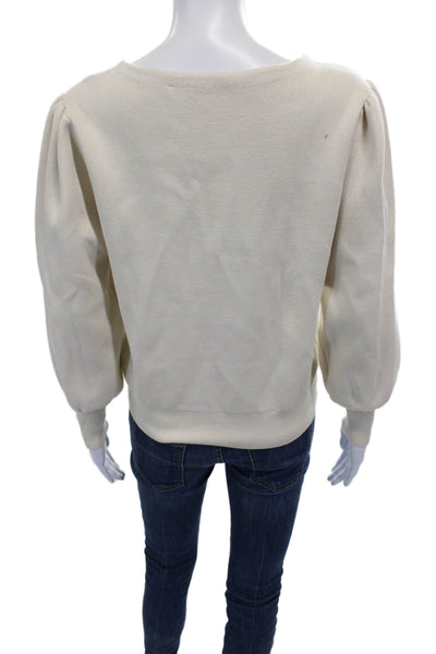 Sandro Womens Pullover V Neck Long Sleeve Ivory Viscose Size S