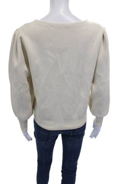 Sandro Womens Pullover V Neck Long Sleeve Ivory Viscose Size S