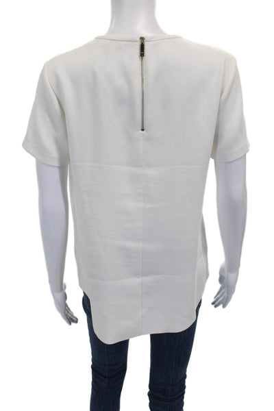 Ted Baker London Women Blouse White Tie Neck Short Sleeve Polyester Size 2
