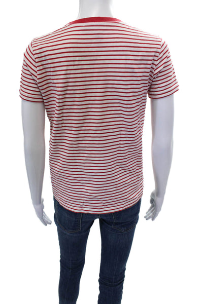 Marc Jacobs Women Ringer T-Shirt Red Striped Crew Neck Short Sleeve Size XS