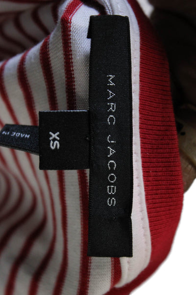 Marc Jacobs Women Ringer T-Shirt Red Striped Crew Neck Short Sleeve Size XS