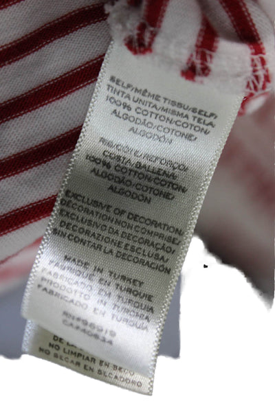 Marc Jacobs Women Ringer T-Shirt Red Striped Crew Neck Short Sleeve Size XS