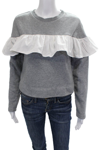 English Factory Women Gray Cotton Crewneck Pullover Sweatshirt Size S