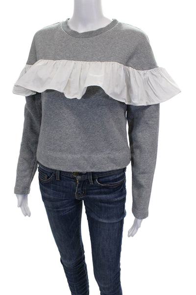 English Factory Women Gray Cotton Crewneck Pullover Sweatshirt Size S