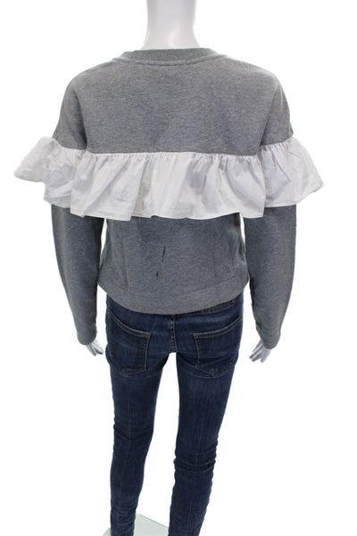 English Factory Women Gray Cotton Crewneck Pullover Sweatshirt Size S